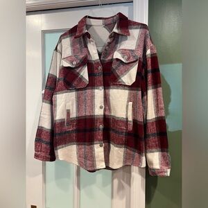 Plaid shacket with pockets